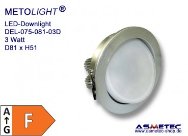 LED-Downlight DEL-081-075-03D-DWM, 3 Watt, cold white
