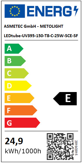 LED Röhre UV-395nm, 150 cm, 25 Watt, klar, UV-Strahlung 395 nm peak, 3000  lm - Asmetec