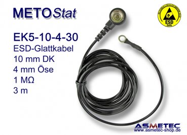 ESD-Erdungskabel EK5 für Bodenmatten, 10 mm Druckknop - www.asmetec-shop.de