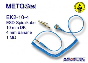 METOSTAT ESD-Erdungskabel-EK2-10-4, 1x10 mm Druckknopf, 1 x Banane - www.asmetec-shop.de
