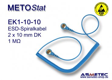 ESD grounding coil cord EK1-10-10, 2 x 10 mm snap