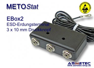 Metostat ESD Erdungsbox EBOX2, 3 x 10 mm Druckknopf - www.asmetec-shop.de