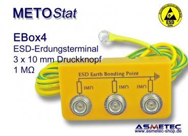 Metostat ESD Erdungsbox EBOX4, 3 x 10 mm Druckknopf - www.asmetec-shop.de