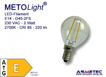 METOLIGHT LED-Fadenlampe, 2 Watt, E14, Tropfen - www.asmetec-shop.de