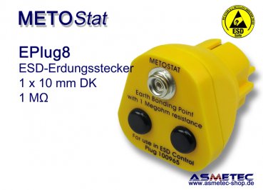 Metostat Erdungsstecker EPlug8, 1 x 10 mm Druckknopf - www.asmetec-shop.de