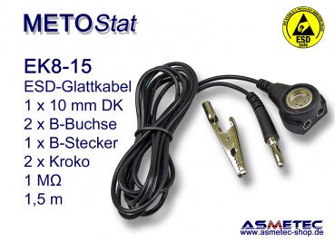 ESD-Erdungskabel EK8 für Bodenmatten, 10 mm Druckknop - www.asmetec-shop.de