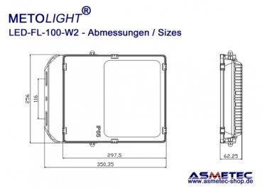 METOLIGHT LED Flood Light FL-100-W2, 100 Watt, 12500 lm, IP65 - www.asmetec-shop.de