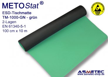 ESD-Table-Mat TM-1000-GN, green, roll 100 cm wide, 10 m long