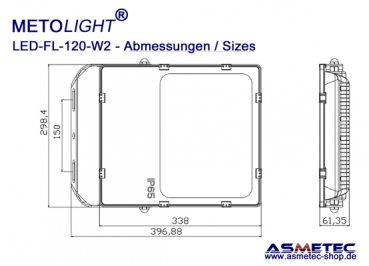 METOLIGHT LED Flood Light FL-120-W2, 120 Watt, 14500 lm, IP65 - www.asmetec-shop.de