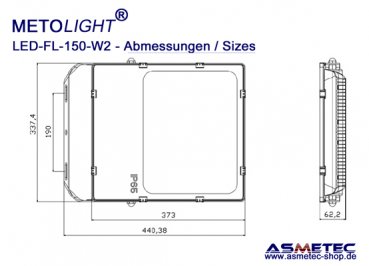 METOLIGHT LED Flood Light FL-180-W2, 150 Watt, 21000 lm, IP65 - www.asmetec-shop.de