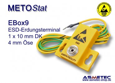 Metostat ESD grounding terminal EBOX9, 1 x 10 mm snap - www.asmetec-shop.de