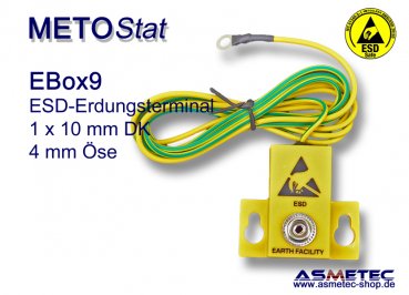 ESD-Erdungsbox EBOX9, 1 x 10 mm Druckknopf