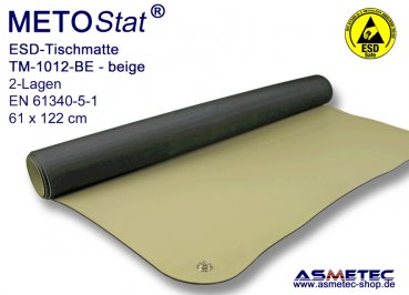 ESD-Tischmatte TM1012BE, beige, 61 x 122 cm, antistatisch, dissipativ, Arbeitsplatz-Tischmatte, lötfest, hitzebeständig