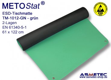 ESD-Tischmatte TM1012GN, grün, 61 x 122 cm, antistatisch, dissipativ, Arbeitsplatz-Tischmatte, lötfest, hitzebeständig