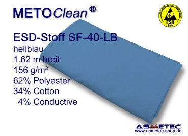 METOCLEAN ESD-Webstoff SF40-LB, hellblau - www.asmetec-shop.de