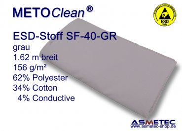 METOCLEAN ESD-Webstoff SF40-GR, grau - www.asmetec-shop.de
