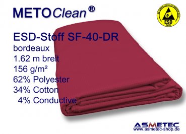 ESD Webstoff SF40-DR, bordeaux, 156 g/qm, 4% Karbongarn