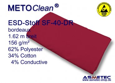 METOCLEAN ESD-Webstoff SF40-DR, bordeaux - www.asmetec-shop.de