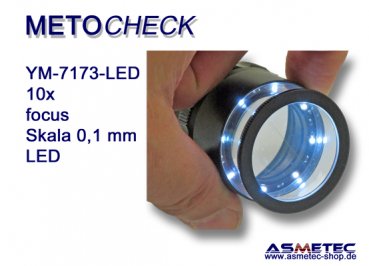 METOCHECK-YM-7173-LED, Messlupe 10fach mit LED Messlupe 10x - www.asmetec-shop.de
