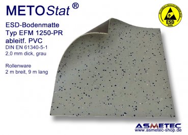 ESD-Bodenmatte EFM-1250-20-PR, 2 x 9 m, Rollenware