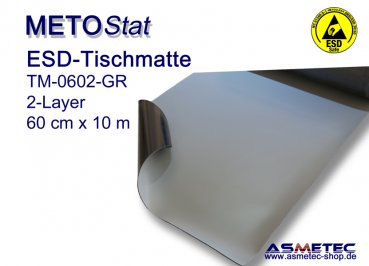 ESD-Tischmatte TM-0602-10-GR, 60 cm x 10 m, hellgrau