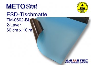 ESD-Tischmatte TM-0602-10-BL, 60 cm x 10 m, hellblau