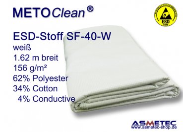 METOCLEAN ESD-Webstoff SF40-W, weiß - www.asmetec-shop.de