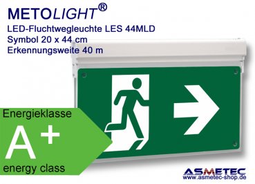 LED-Emergency Exit luminaire LES-44-MLD, IP40, maintained, double sided
