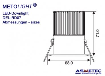 Metolight LED Downlight RD07M, 7 Watt - www.asmetec-shop.de