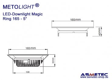 LED Downlight METOLIGHT-Magic - Leuchtenring 165 mm, silbern