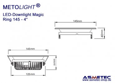 LED Downlight METOLIGHT-Magic - Leuchtenring 145 mm, silbern
