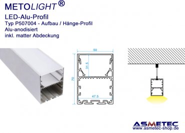 LED-Aluminium Profile P507004, anodised, 2 m long, pendant profile