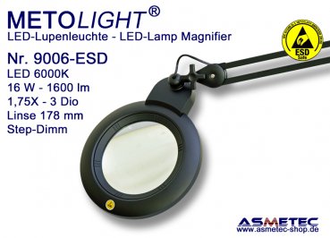 METOLIGHT LED-Lupenleuchte 9006-ESD, 1,75fach, 16 Watt, 1600 lm