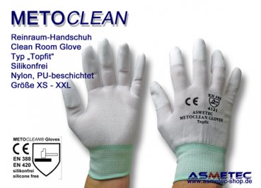 Metoclean Topfit Reinraum-Handschuh, silikonfrei - www.asmetec-shop.de