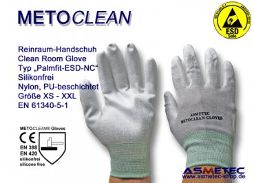 Metoclean Palmfit ESD-NC, Reinraum-Handschuh, ableitfähig, silikonfrei - www.asmetec-shop.de