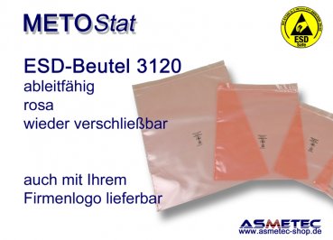 ESD-Verpackungsbeutel 3120, mit Druckverschluss, 150 x 225 mm, 100 St je Packung