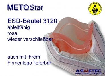 Metostat ESD-Verpackungsbeutel 3120, mit Druckverschluss - www.asmetec-shop.de