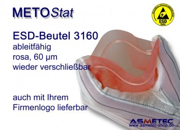Metostat ESD-Verpackungsbeutel 3160, mit Druckverschluss - www.asmetec-shop.de