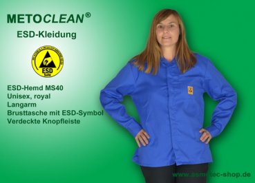 METOCLEAN ESD-Hemd MS40L-RB, royal blau - www.asmetec-shop.de