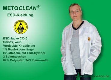 Metoclean ESD-Jacke CX40-WS-5XL, weiß, Größe 5XL
