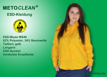 METOCLEAN ESD-Bluse WS40-GE, gelb - www.asmetec-shop.de