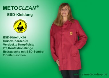 METOCLEAN ESD-Kittel UX40-DR, rot - www.asmetec-shop.de
