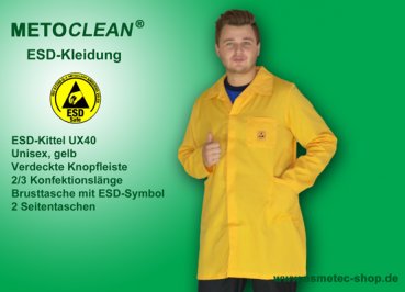 Metoclean ESD-Kittel UX40-GE-M, gelb, Größe M