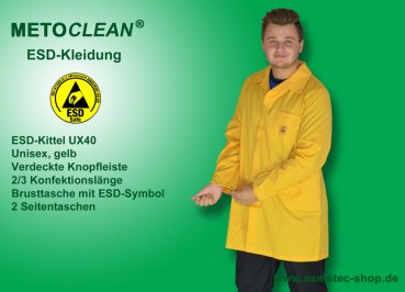 METOCLEAN ESD-Kittel UX40-GE, gelb - www.asmetec-shop.de