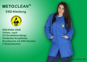 METOCLEAN ESD-Kittel UX40-RB, royalblau - www.asmetec-shop.de