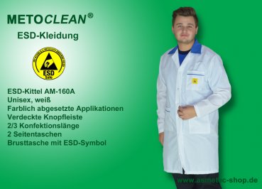 METOCLEAN ESD-Kittel AM160D-WS, weiß - www.asmetec-shop.de