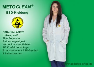 Metoclean ESD-Smock AM120D-W-5XL, white, size 5XL, clean room