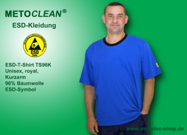 METOCLEAN ESD-T-Shirt TS96K, royal blau, Kurzarm, unisex - www.asmetec-shop.de