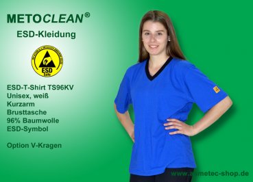 Metoclean ESD-T-Shirt TS96KV-RB-XXL, Kurzarm, royal, Größe XXL