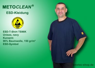 METOCLEAN ESD-T-Shirt TS96K, navy, Kurzarm, unisex - www.asmetec-shop.de